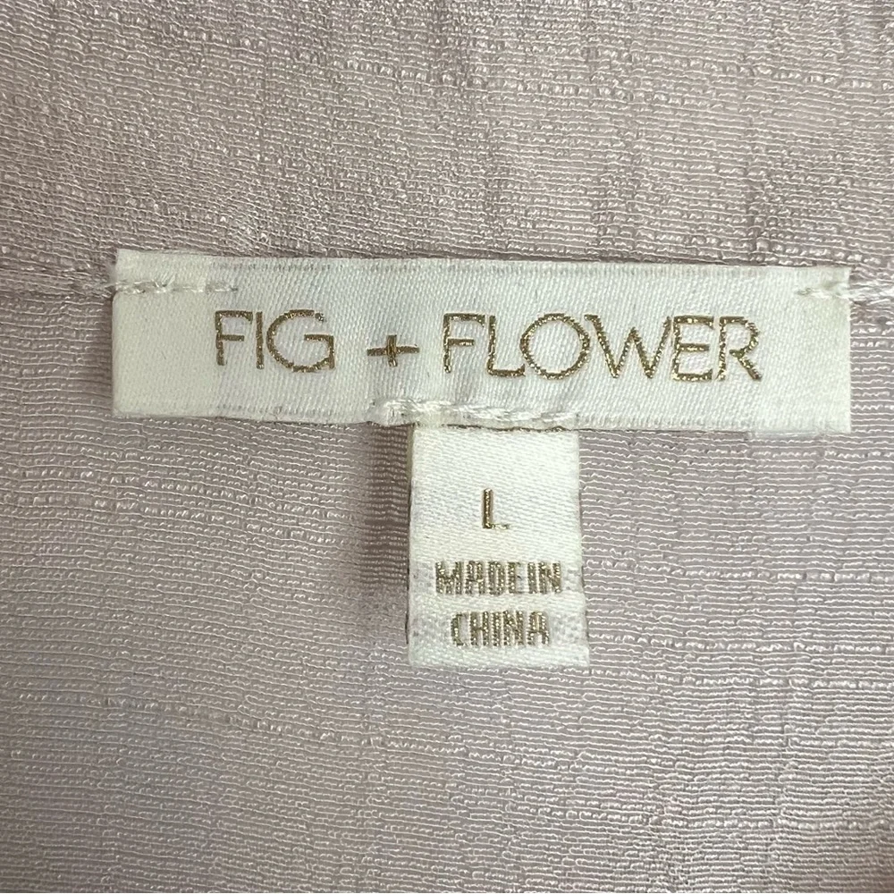 Fig + Flower Tan Midi Dress with Burgundy Pink Embroidery. Size Large. - Picture 3 of 16